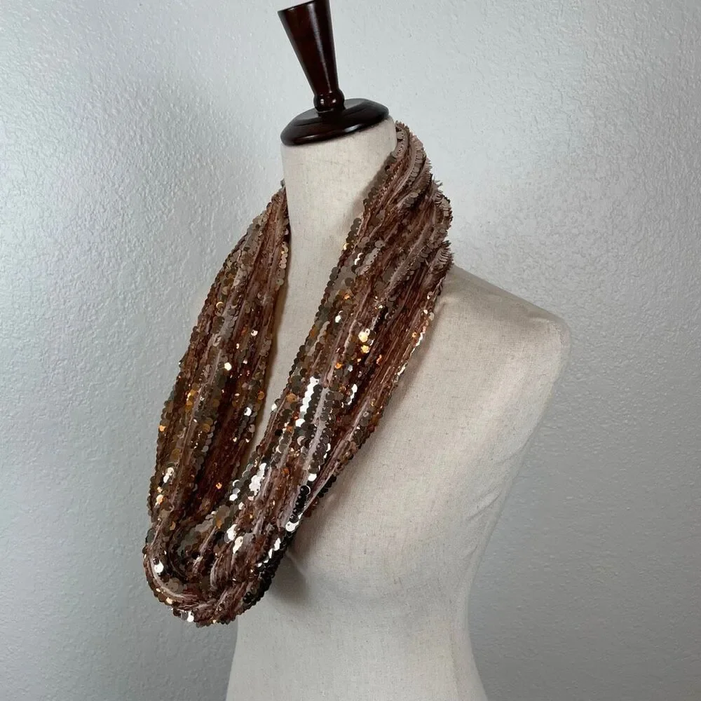 Express gold sequin infinity‎ scarf, one size